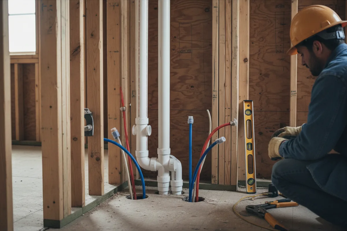 Drain and supply rough-in during Drain Cleaning in Jessup